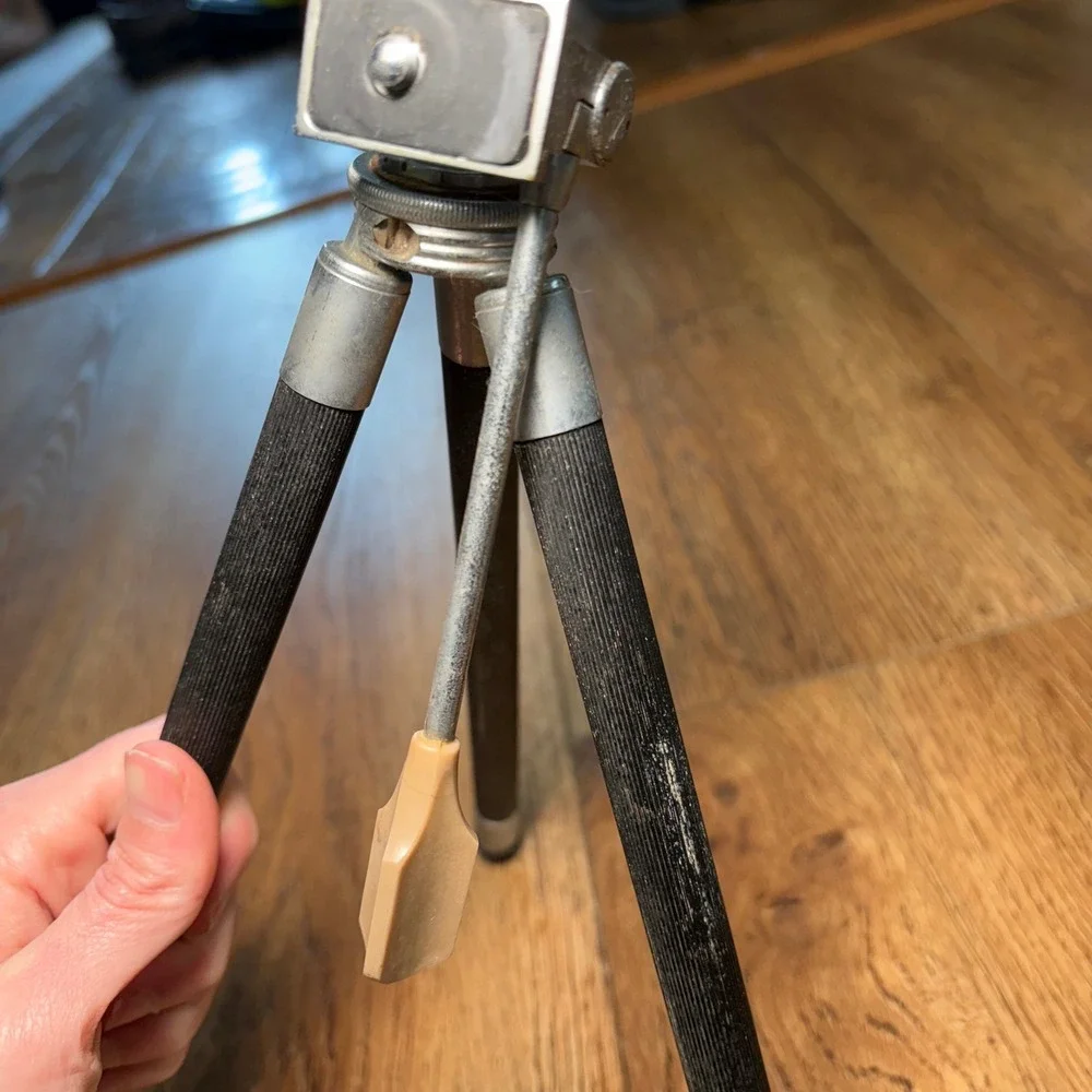 Vintage Accura Japan Telescoping Camera Tripod Brass Leg Expands 50